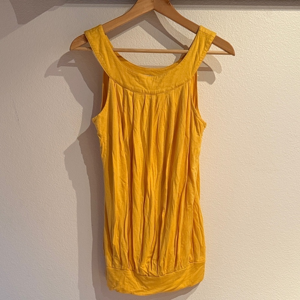 Forever 21 Pleated Cross Over Open Back, Marigold Yellow Tank Top, Size M